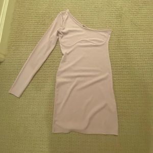 One sleeve asymmetrical lavender dress